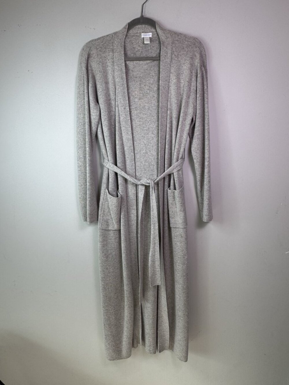 August Silk Cashmere Silk Long Sweater Cardigan Robe Belt Luxury Soft Duster S